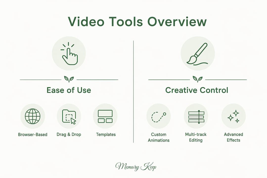Infographic comparing ease of use and creative control