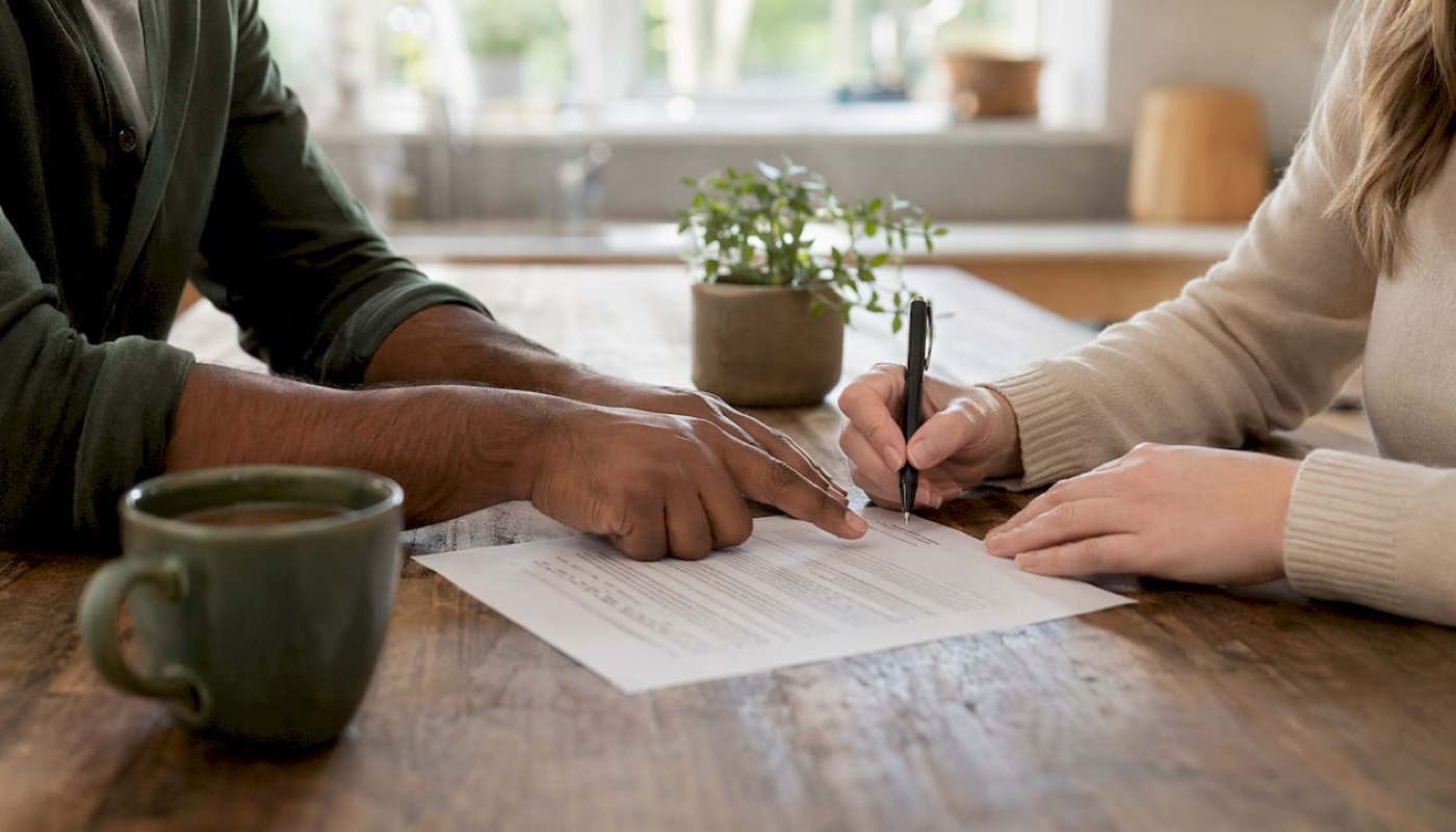 Hands reviewing digital executor legal document