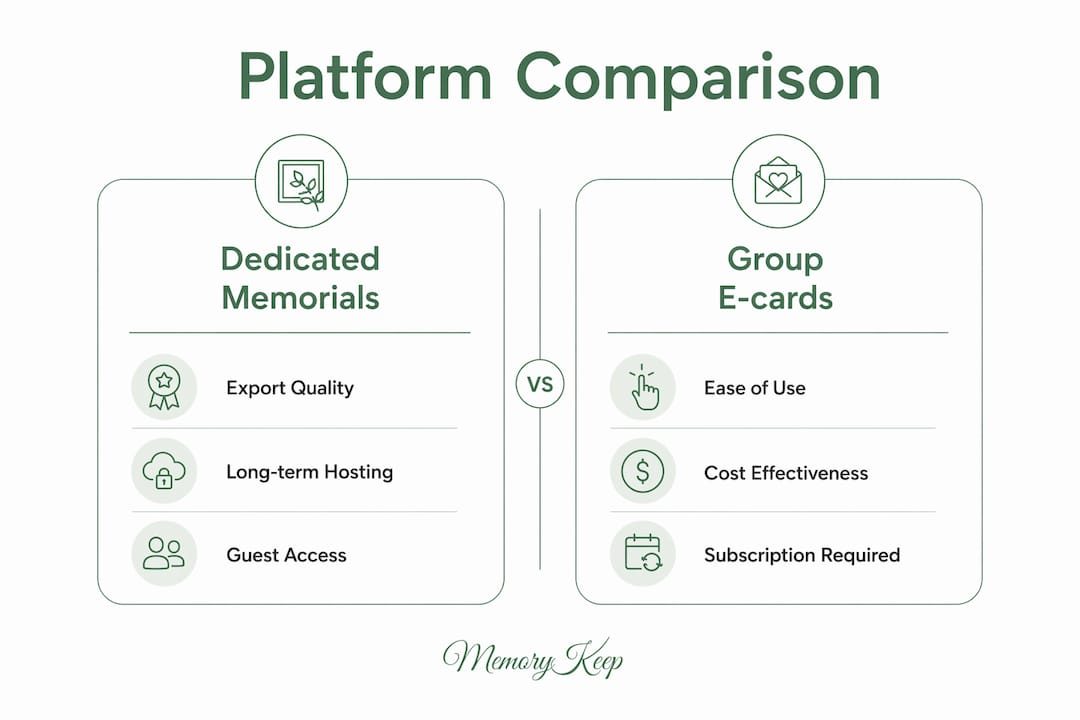 Infographic comparing memorial platform types
