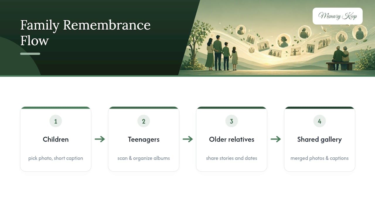 Generations contributing to one memorial gallery